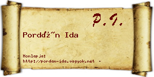 Pordán Ida névjegykártya